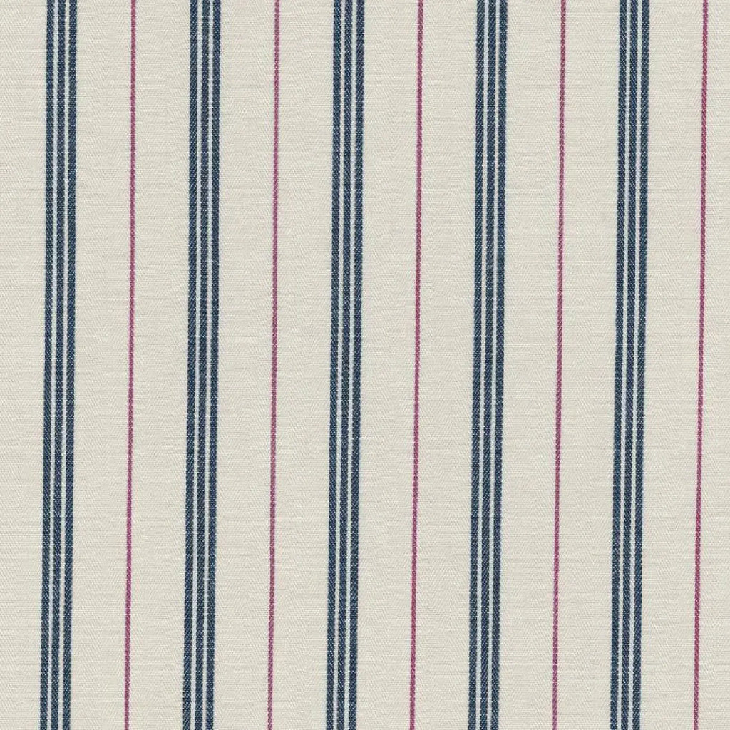 White with Blue Triple Stripe and Red Alternate Stripe Cotton Ticking Stripe