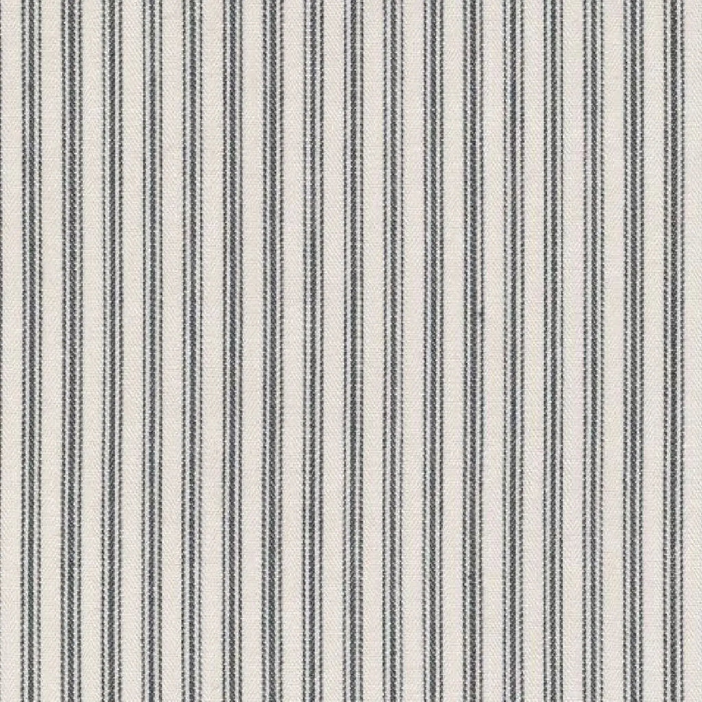 White with Green Triple Stripe Cotton Ticking Stripe