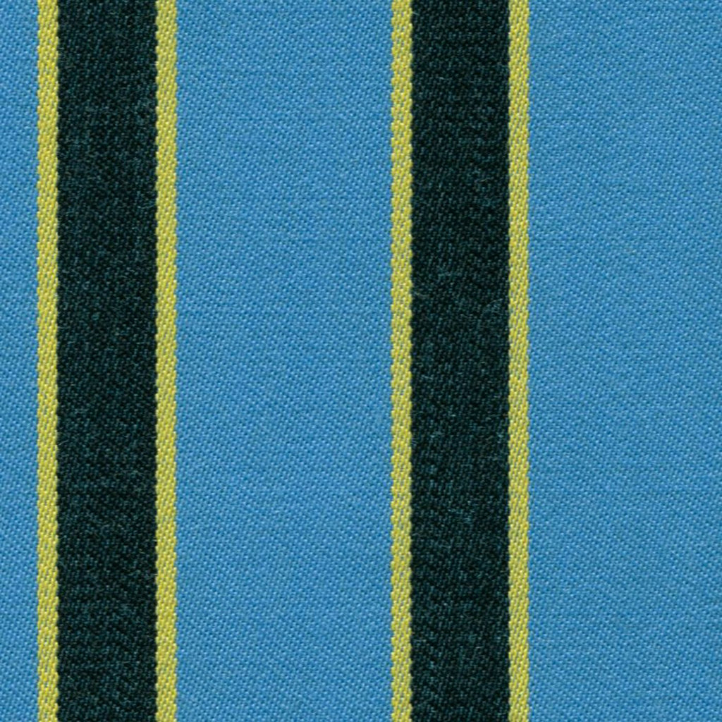 Aqua Blue, Yellow and Black Blazer Stripe Jacketing by Holland & Sherry