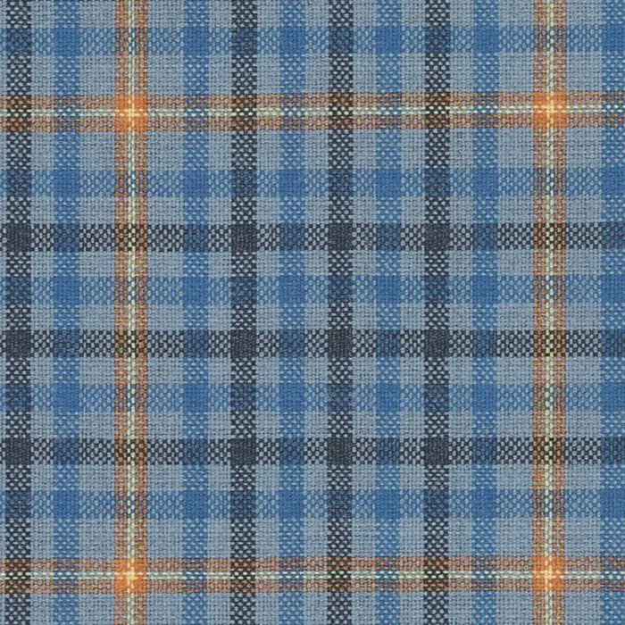 Light Blue Gun Check with Orange Window Pane Check Suiting/Jacketing All Wool Suiting By Holland & Sherry