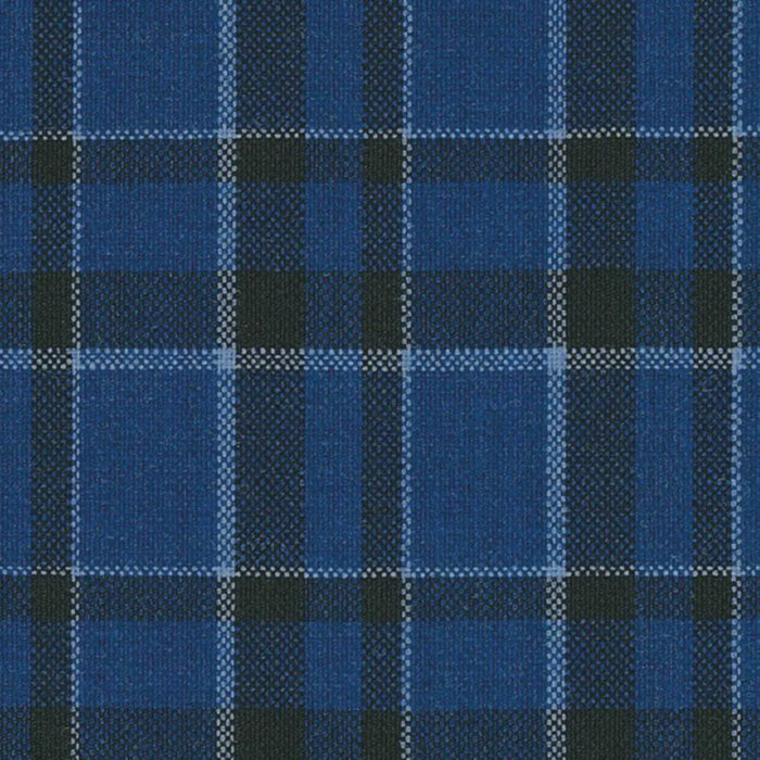 French Navy and Dark Navy with White Plaid Check Suiting/Jacketing All Wool Suiting By Holland & Sherry