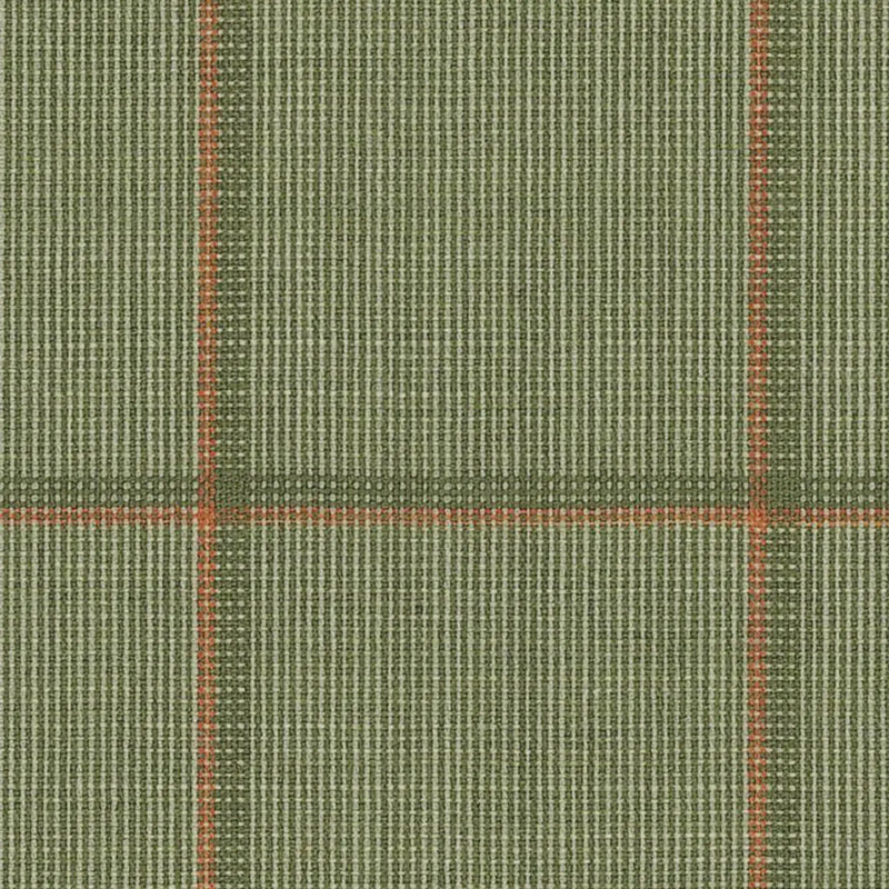 Olive Green with Dark Olive and Orange Double Check Suiting/Jacketing All Wool Suiting By Holland & Sherry