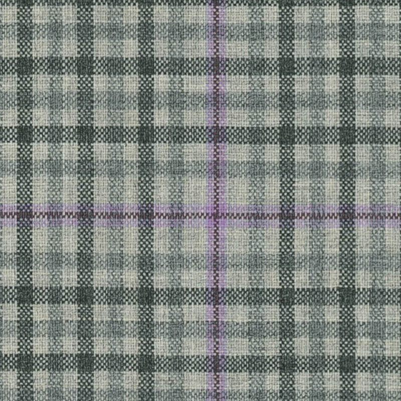 Silver Grey Gun Check with Lilac Window Pane Check Suiting/Jacketing All Wool Suiting By Holland & Sherry