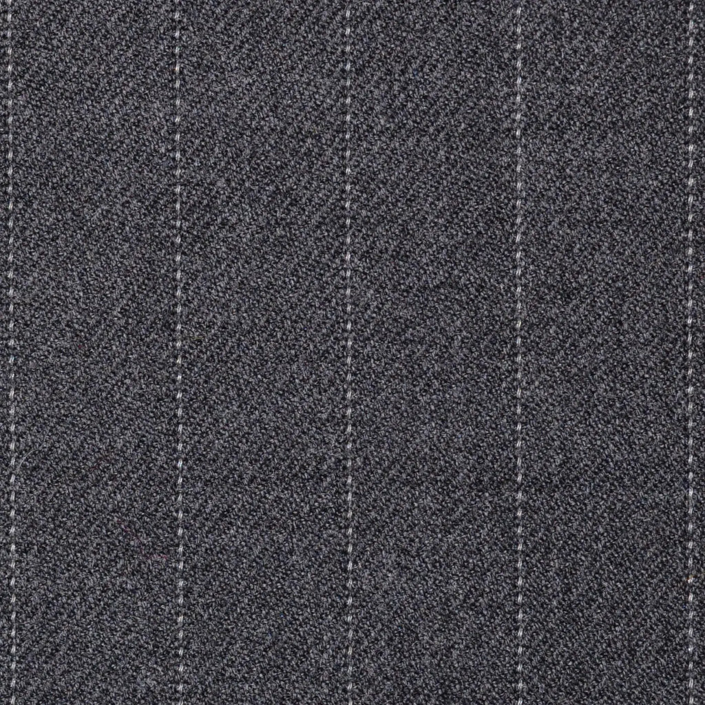 Medium Grey Pinstripe Super 100's All Wool Suiting By Holland & Sherry