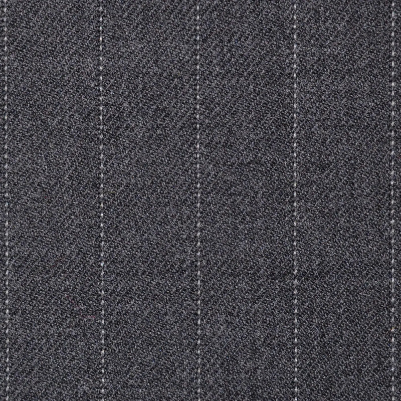 Medium Grey Pinstripe Super 100's All Wool Suiting By Holland & Sherry