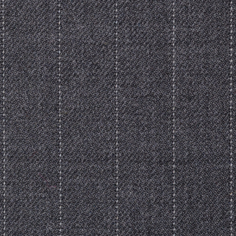 Medium Grey Pinstripe Super 100's All Wool Suiting By Holland & Sherry