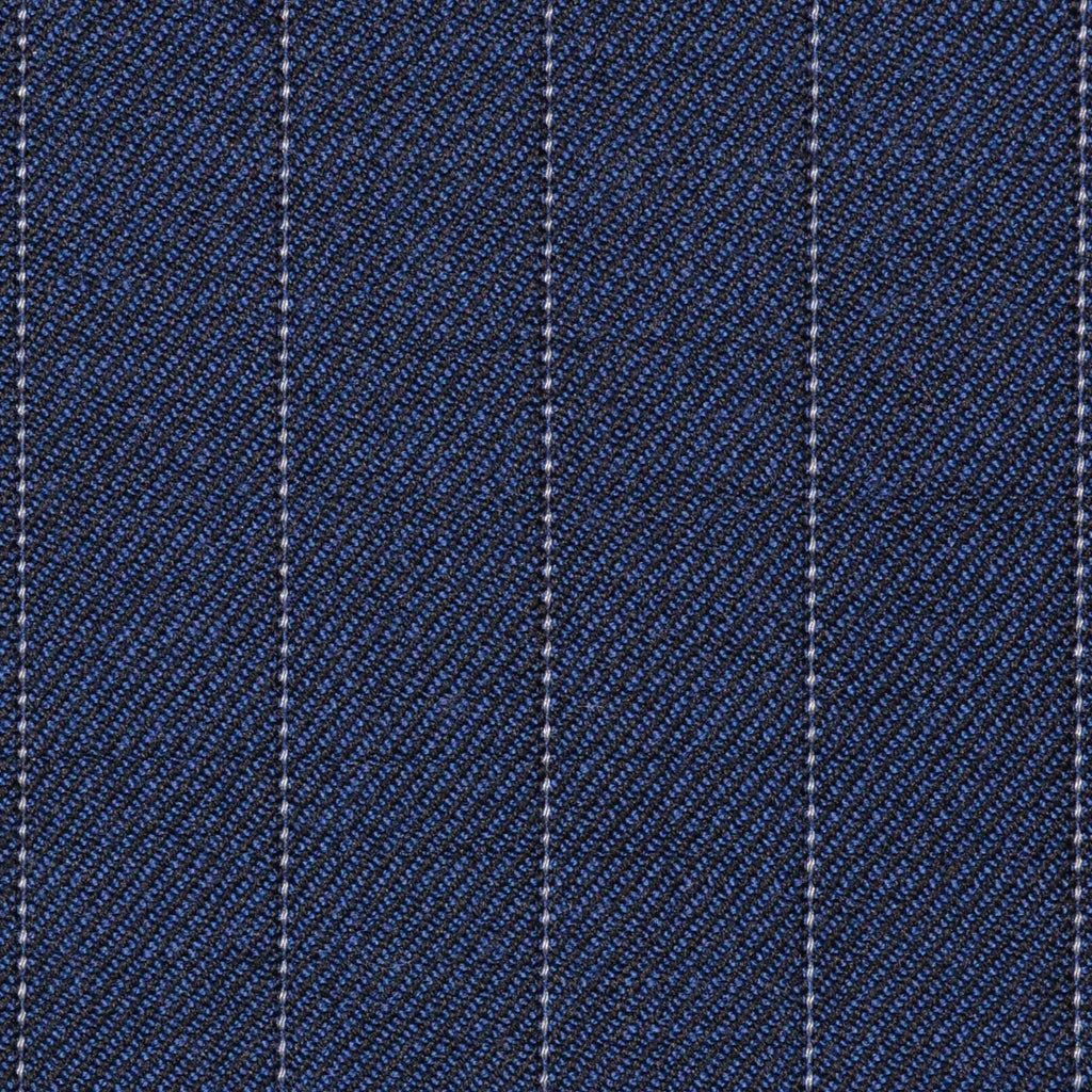 Bright Navy Blue Pinstripe Super 100's All Wool Suiting By Holland & Sherry