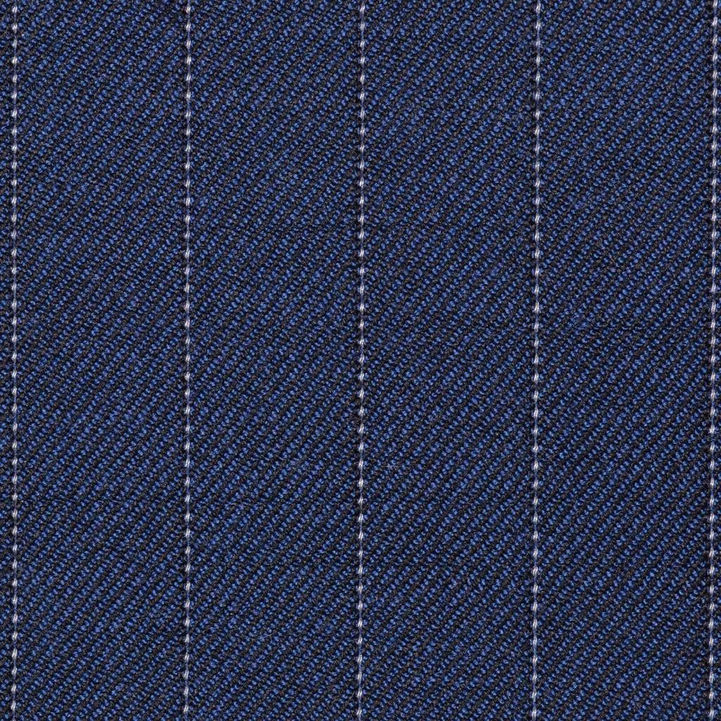 Bright Navy Blue Pinstripe Super 100's All Wool Suiting By Holland & Sherry