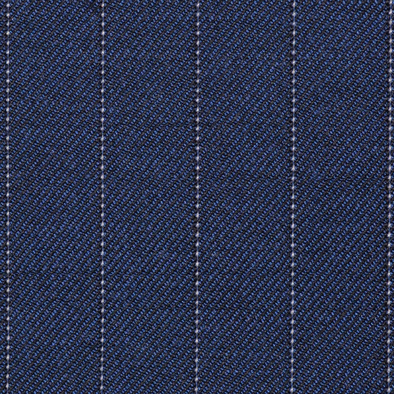 Bright Navy Blue Pinstripe Super 100's All Wool Suiting By Holland & Sherry