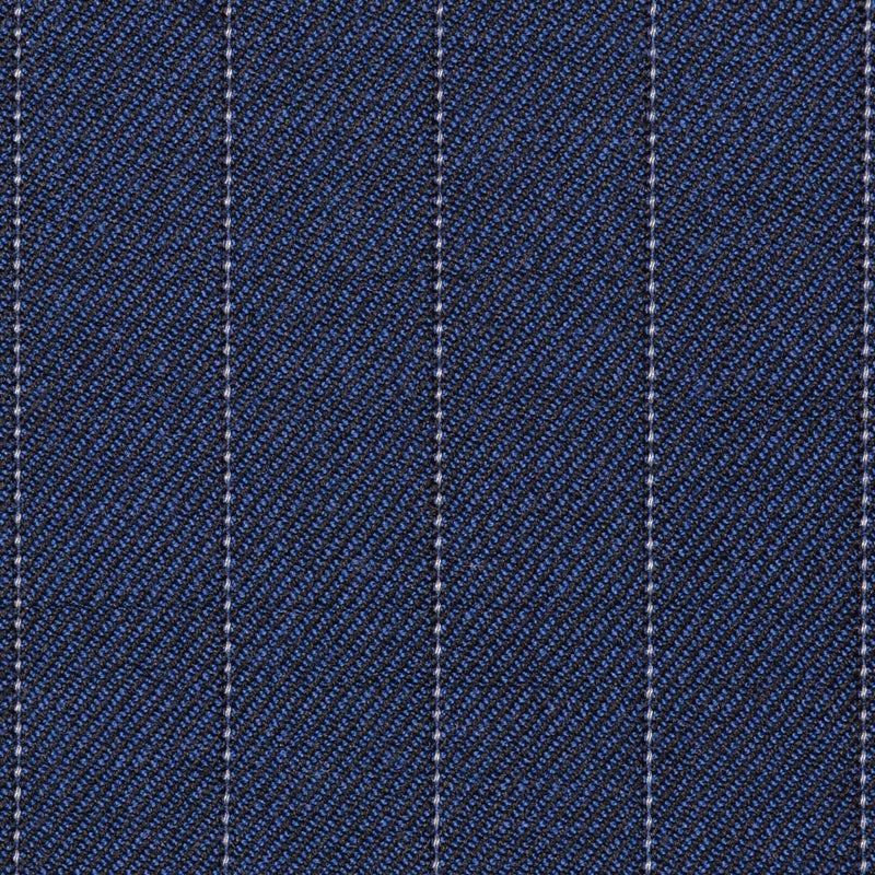 Bright Navy Blue Pinstripe Super 100's All Wool Suiting By Holland & Sherry