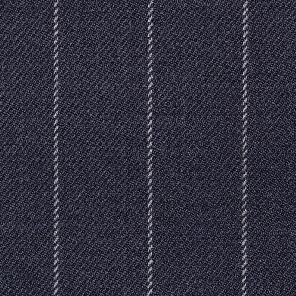 Navy Blue Chalk Stripe Super 100's All Wool Suiting By Holland & Sherry