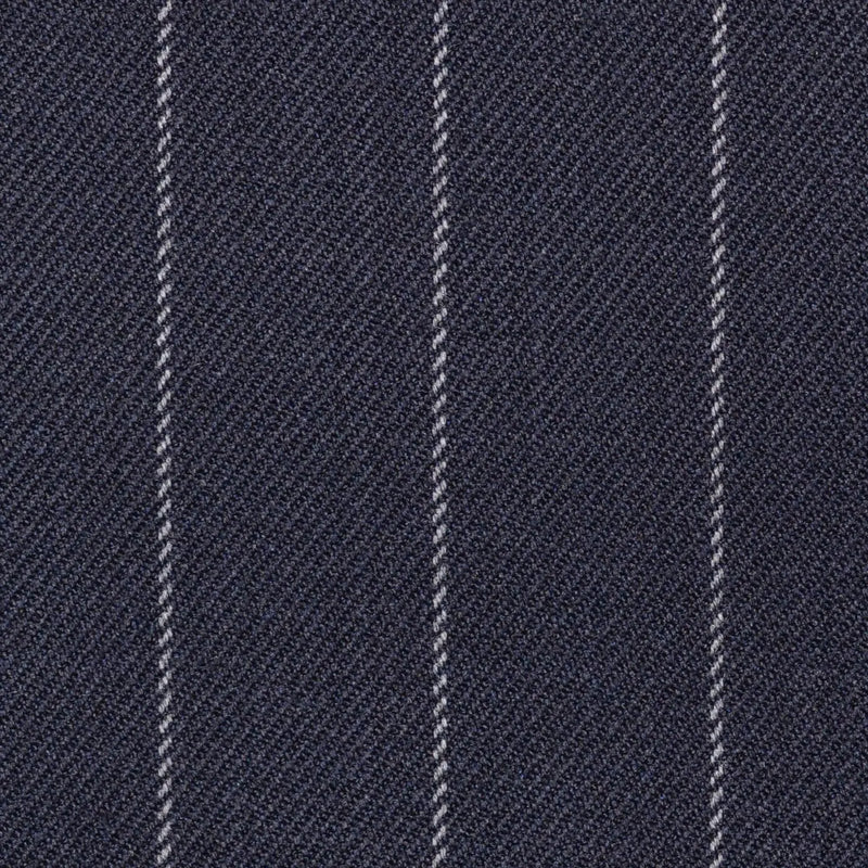 Navy Blue Chalk Stripe Super 100's All Wool Suiting By Holland & Sherry