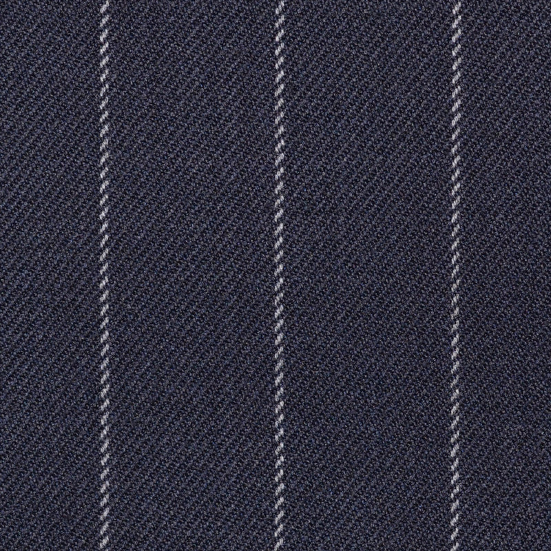 Navy Blue Chalk Stripe Super 100's All Wool Suiting By Holland & Sherry