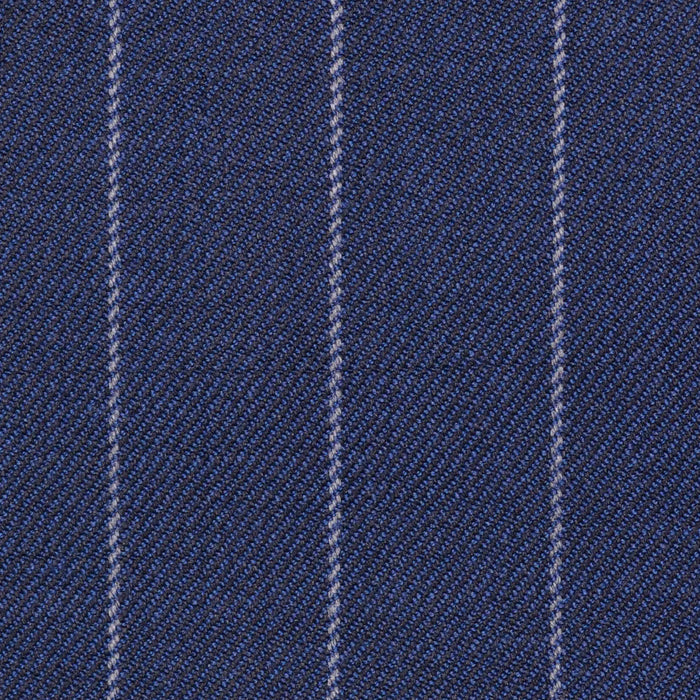 Bright Navy Blue Chalk Stripe Super 100's All Wool Suiting By Holland & Sherry