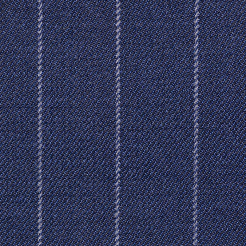 Bright Navy Blue Chalk Stripe Super 100's All Wool Suiting By Holland & Sherry