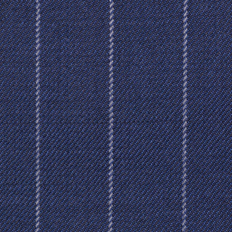 Bright Navy Blue Chalk Stripe Super 100's All Wool Suiting By Holland & Sherry