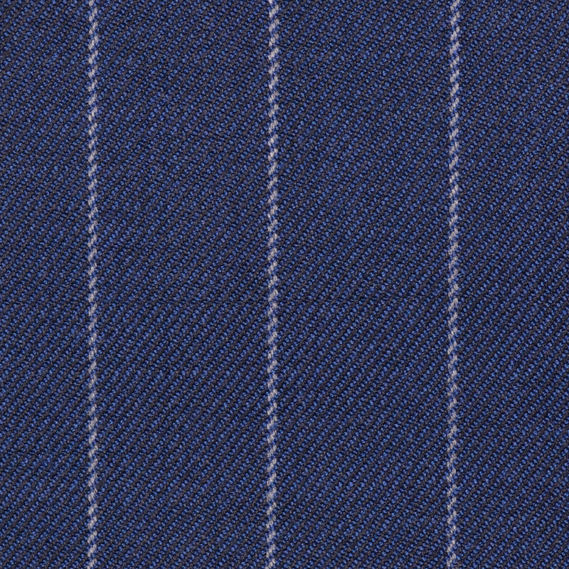 Bright Navy Blue Chalk Stripe Super 100's All Wool Suiting By Holland & Sherry
