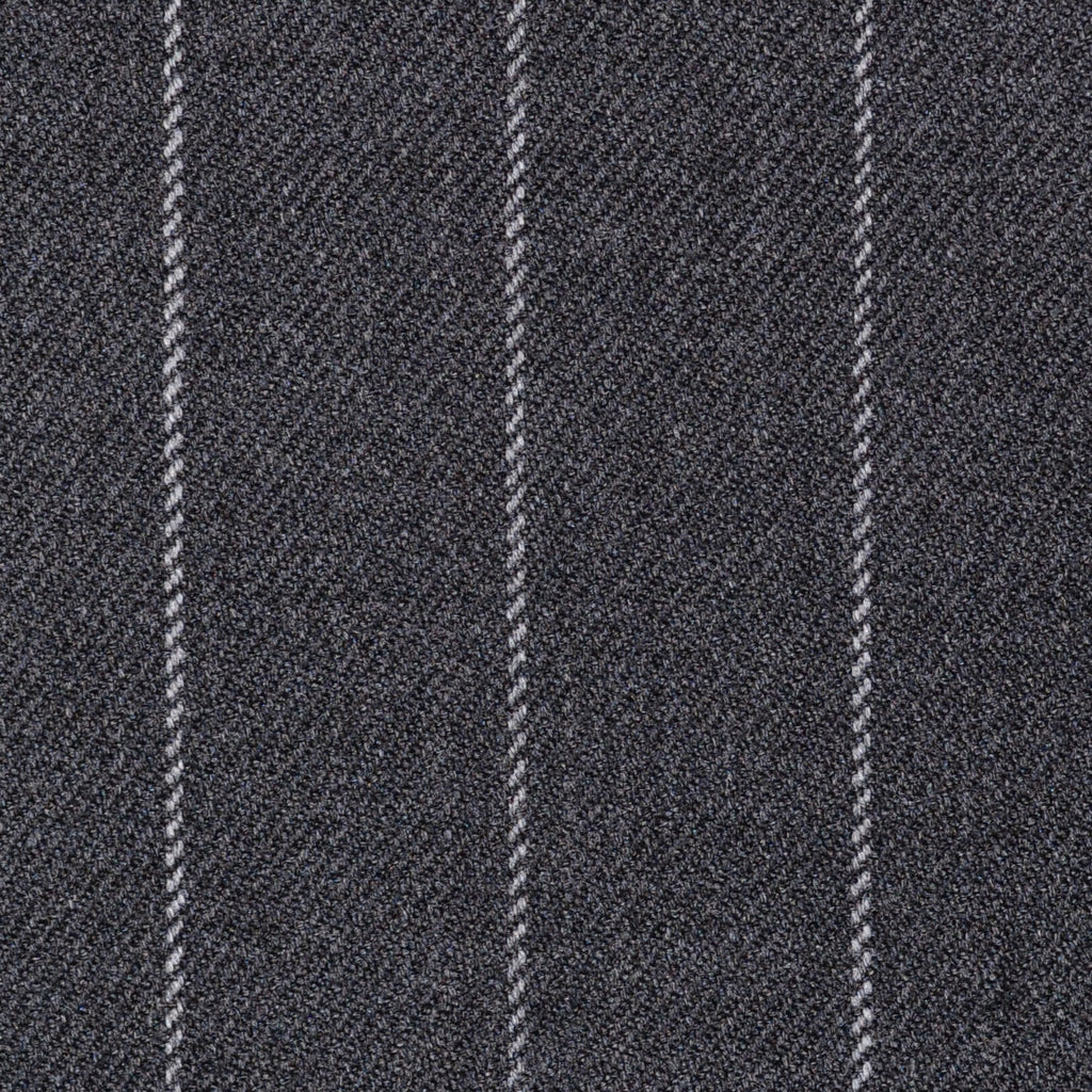 Dark Grey Chalk Stripe Super 100's All Wool Suiting By Holland & Sherry