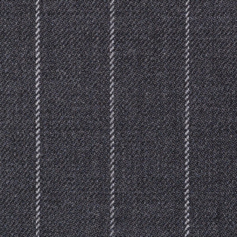Dark Grey Chalk Stripe Super 100's All Wool Suiting By Holland & Sherry
