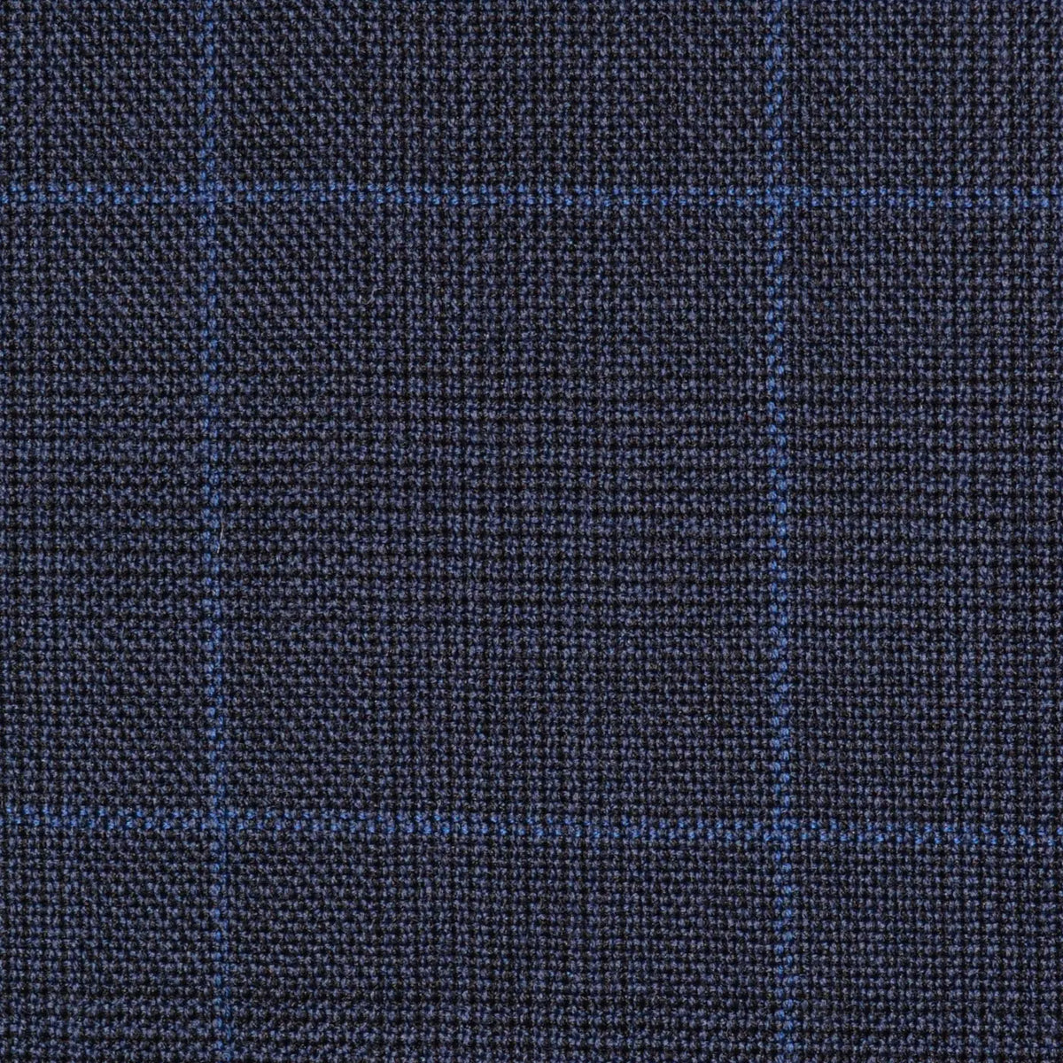 Bright Navy Blue Glen Check Super 100's All Wool Suiting By Holland & Sherry