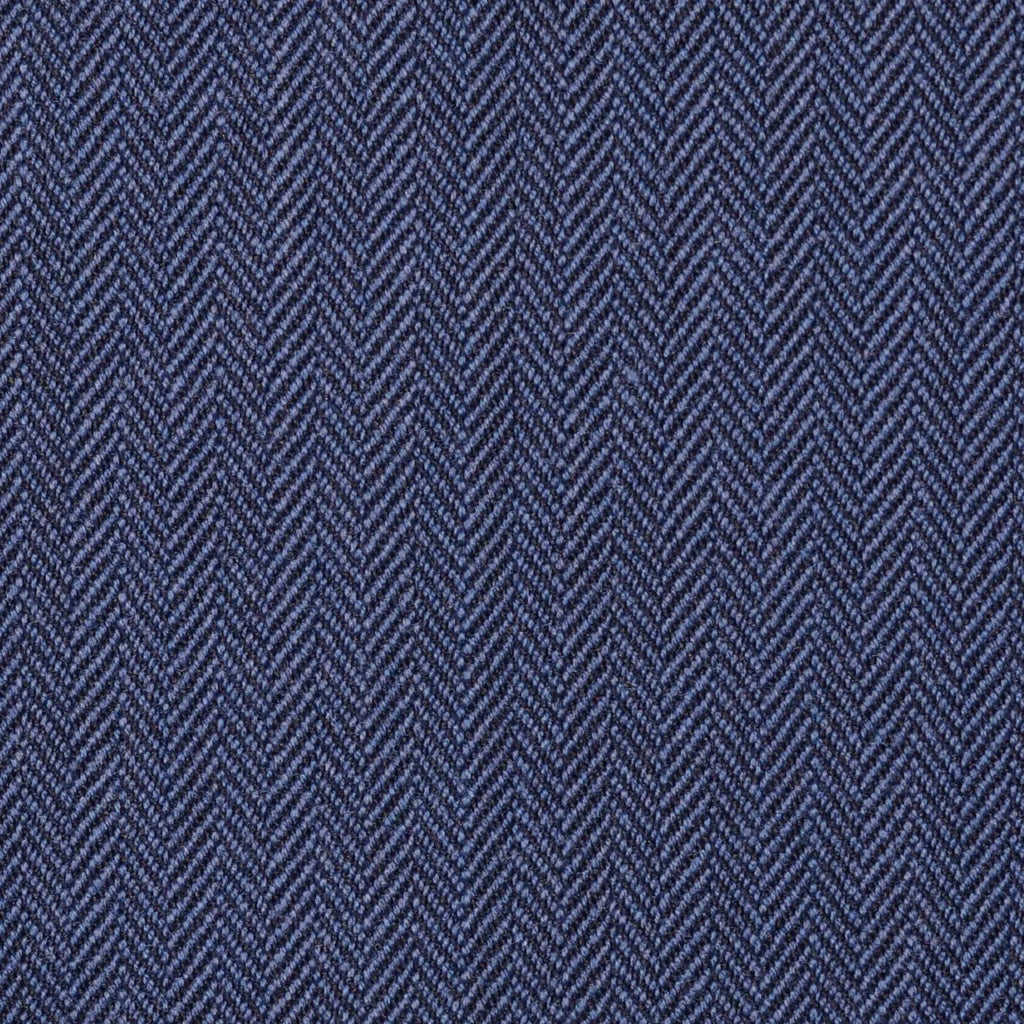 Denim Blue Narrow Herringbone Super 100's All Wool Suiting By Holland & Sherry
