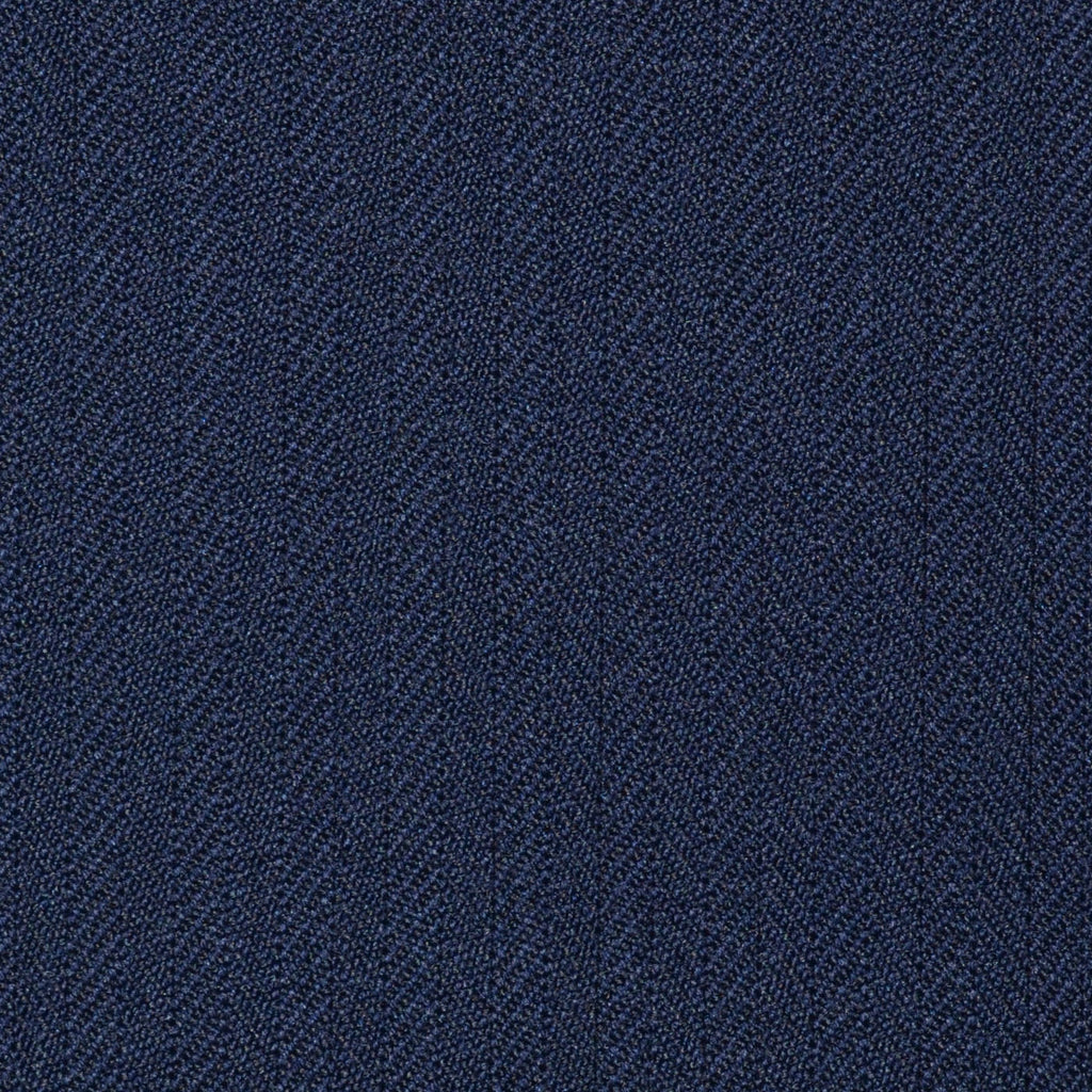 Navy Blue Narrow Herringbone Super 100's All Wool Suiting By Holland & Sherry