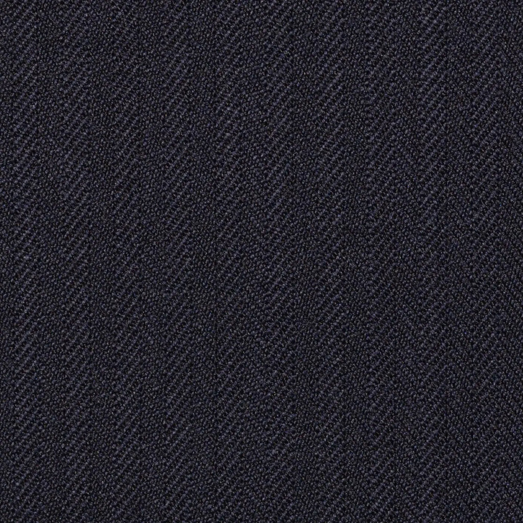 Dark Navy Blue Narrow Herringbone Super 100's All Wool Suiting By Holland & Sherry