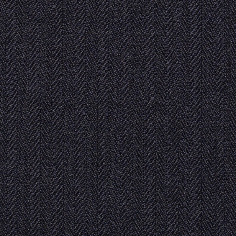 Dark Navy Blue Narrow Herringbone Super 100's All Wool Suiting By Holland & Sherry