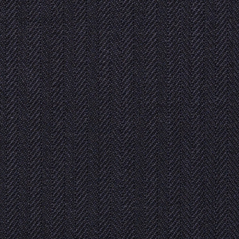 Dark Navy Blue Narrow Herringbone Super 100's All Wool Suiting By Holland & Sherry