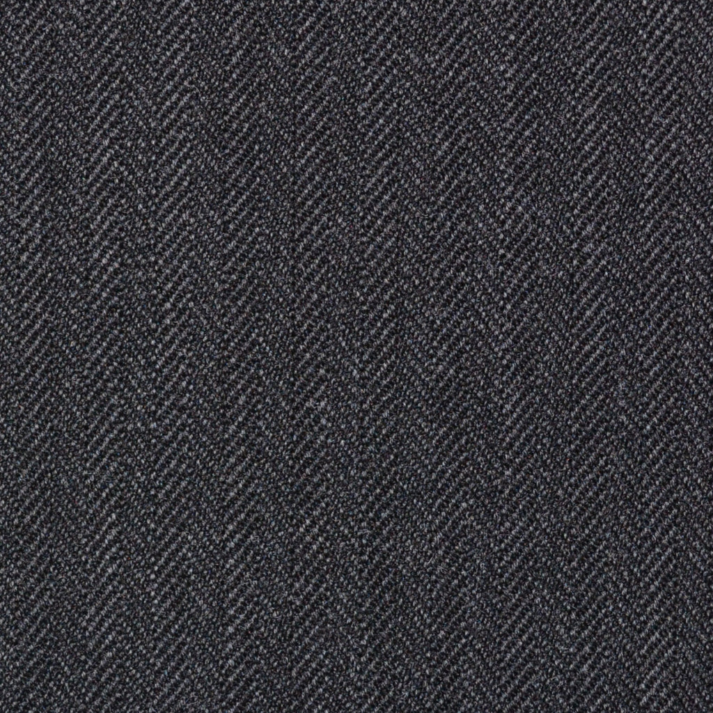 Dark Grey Narrow Herringbone Super 100's All Wool Suiting By Holland & Sherry