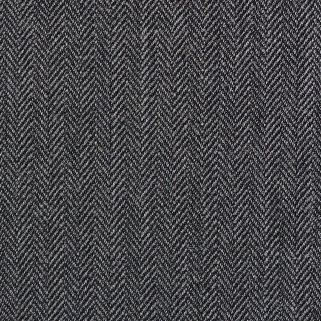 Medium Grey Narrow Herringbone Super 100's All Wool Suiting By Holland & Sherry