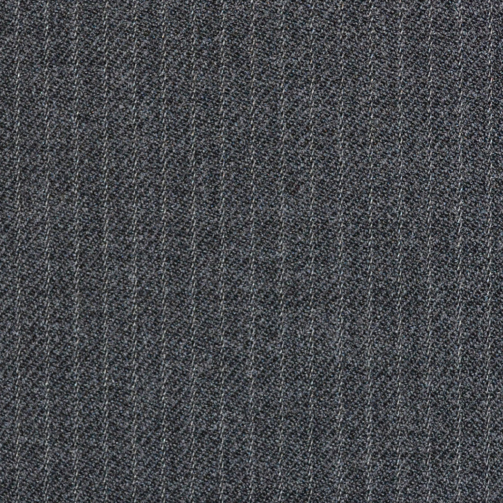 Medium Grey Narrow Stripe Super 100's All Wool Suiting By Holland & Sherry