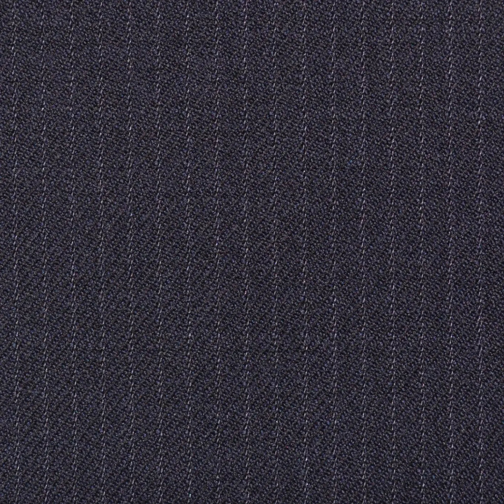 Navy Blue Narrow Stripe Super 100's All Wool Suiting By Holland & Sherry