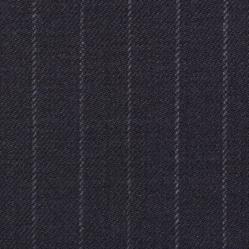 Navy Blue Chalk Stripe Super 100's All Wool Suiting By Holland & Sherry