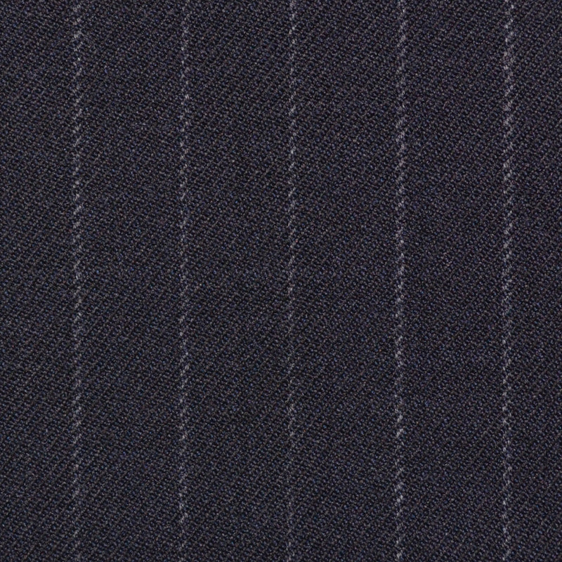 Navy Blue Chalk Stripe Super 100's All Wool Suiting By Holland & Sherry