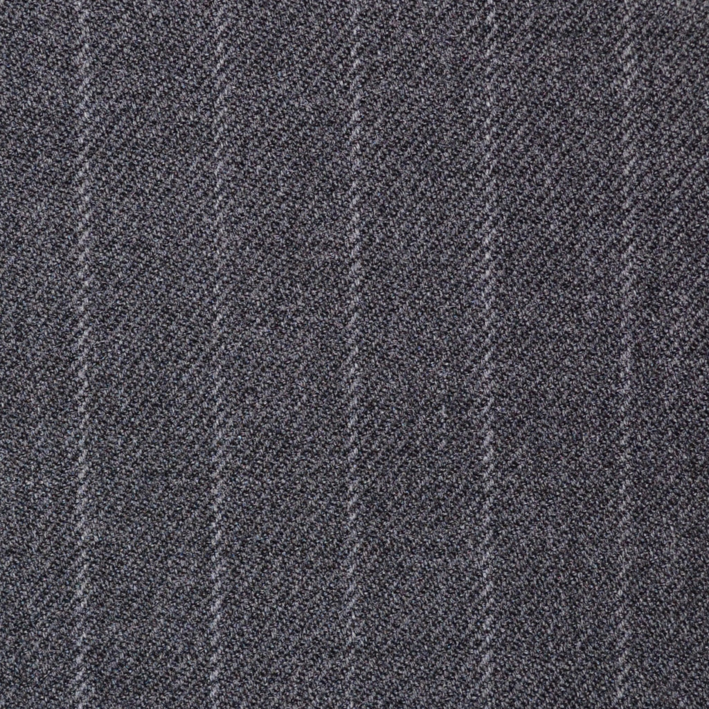 Medium Grey Chalk Stripe Super 100's All Wool Suiting By Holland & Sherry