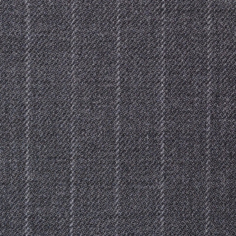 Medium Grey Chalk Stripe Super 100's All Wool Suiting By Holland & Sherry