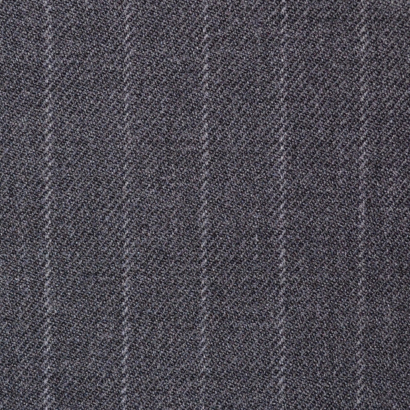 Medium Grey Chalk Stripe Super 100's All Wool Suiting By Holland & Sherry