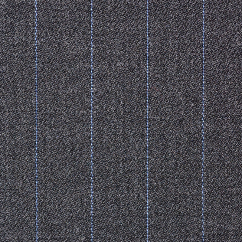 Dark Grey with Blue Pinstripe Super 100's All Wool Suiting By Holland & Sherry