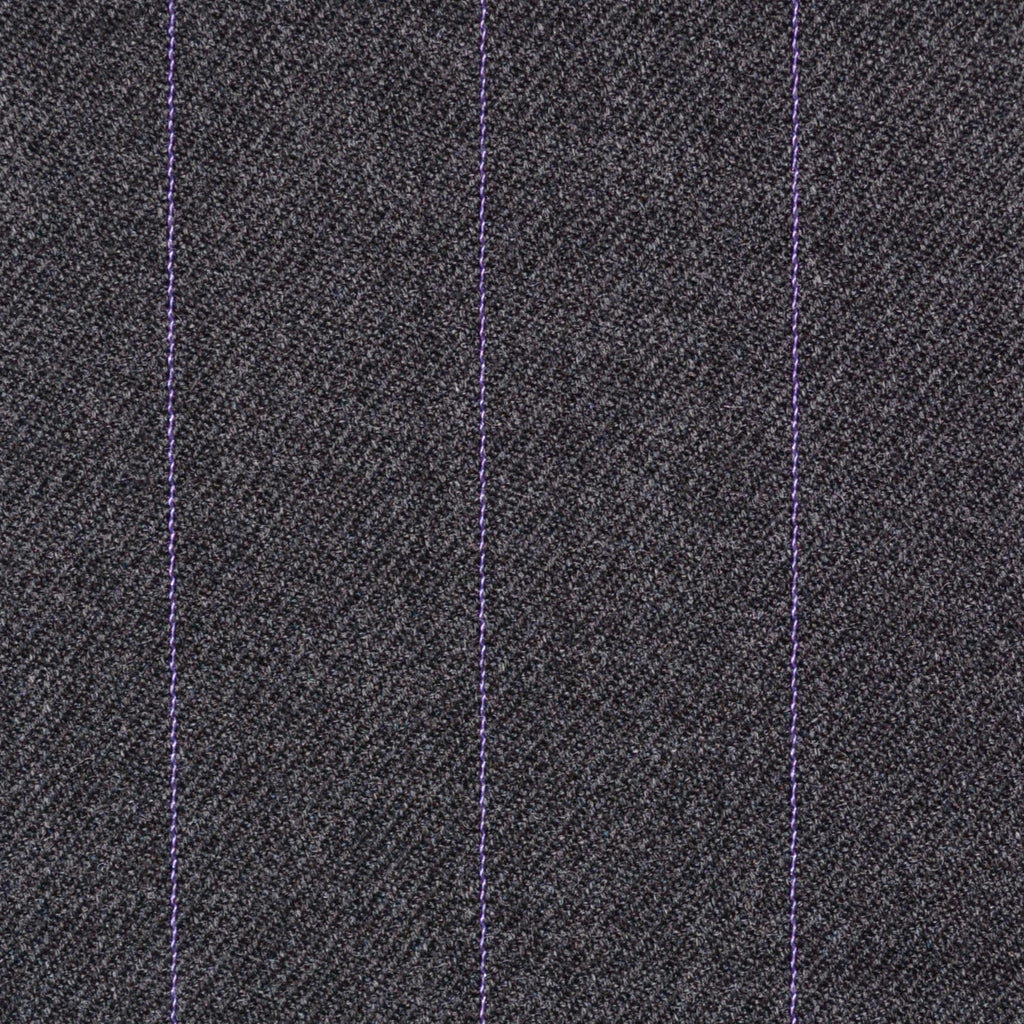 Dark Grey with Lilac Pinstripe Super 100's All Wool Suiting By Holland & Sherry