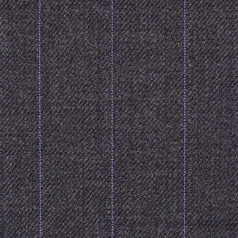 Dark Grey with Lilac Pinstripe Super 100's All Wool Suiting By Holland & Sherry
