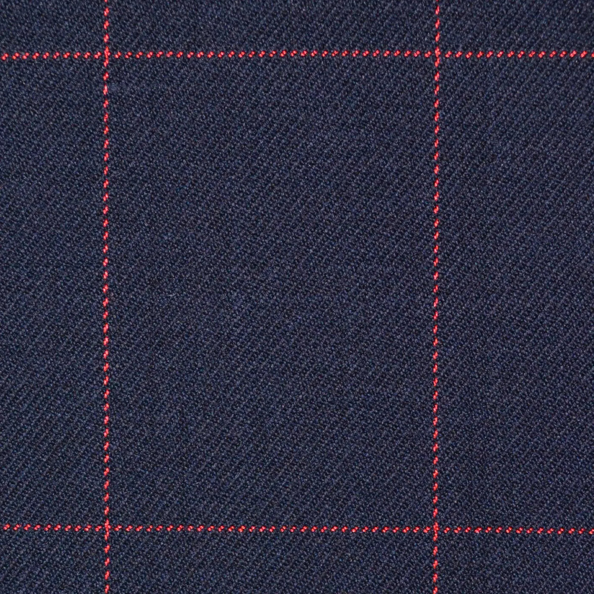 Navy Blue with Red Window Pane Check Super 100's All Wool Suiting By Holland & Sherry