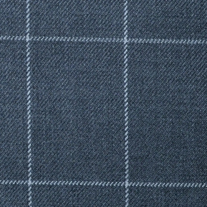 Medium Grey with Silver Grey Window Pane Check Super 100's All Wool Suiting By Holland & Sherry