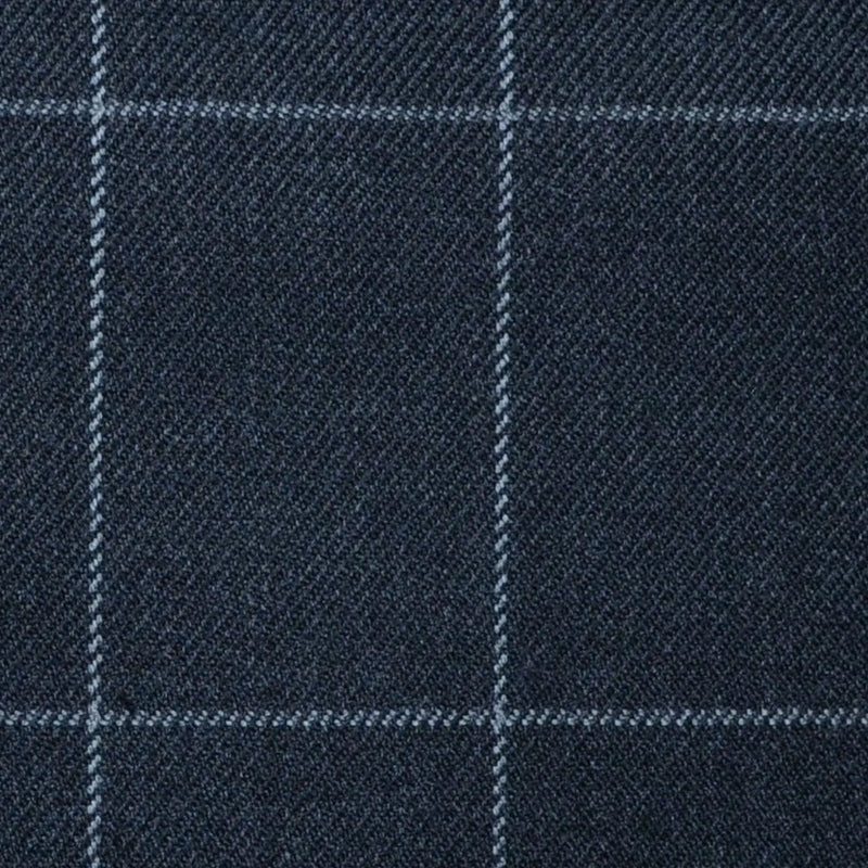Dark Grey with Silver Grey Window Pane Check Super 100's All Wool Suiting By Holland & Sherry