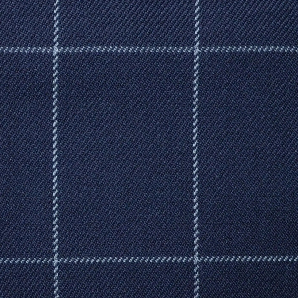 Navy Blue with Silver Grey Window Pane Check Super 100's All Wool Suiting By Holland & Sherry