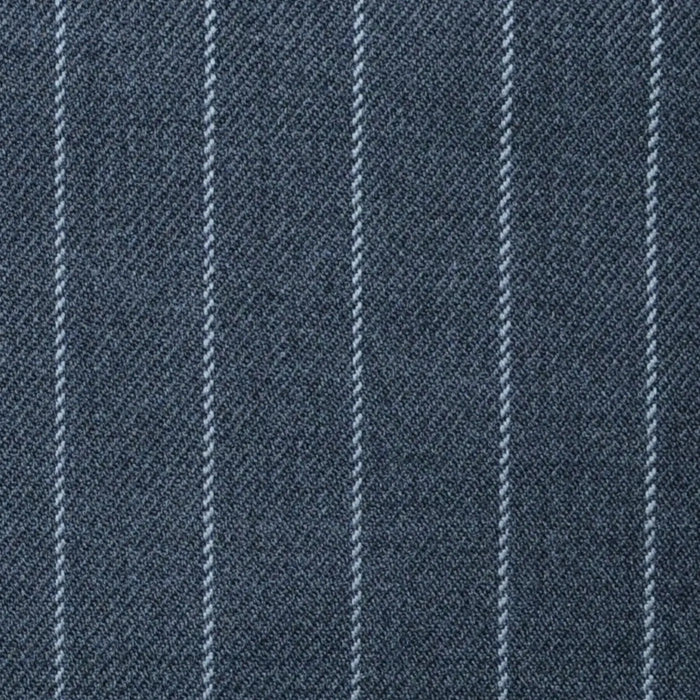 Medium Grey with Silver Grey Chalk Stripe Super 100's All Wool Suiting By Holland & Sherry