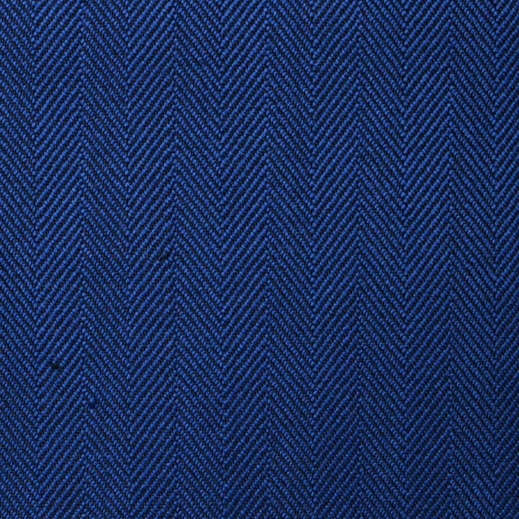 Medium Blue Herringbone Super 100's All Wool Suiting By Holland & Sherry