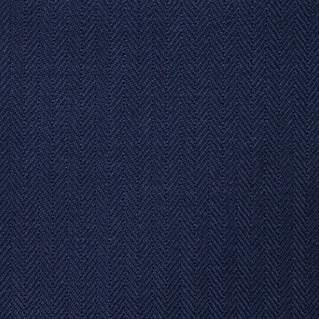 Dark Navy Blue Narrow Herringbone Super 100's All Wool Suiting By Holland & Sherry