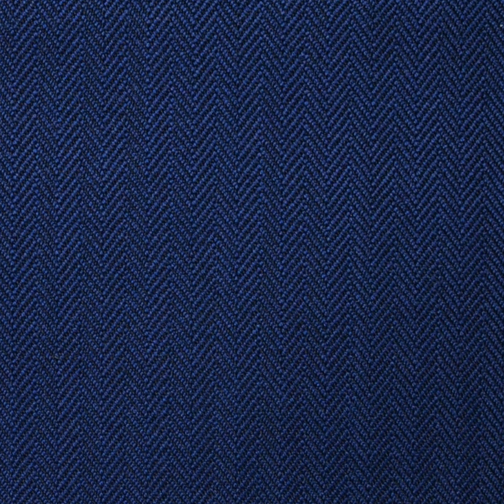 Bright Navy Blue Narrow Herringbone Super 100's All Wool Suiting By Holland & Sherry