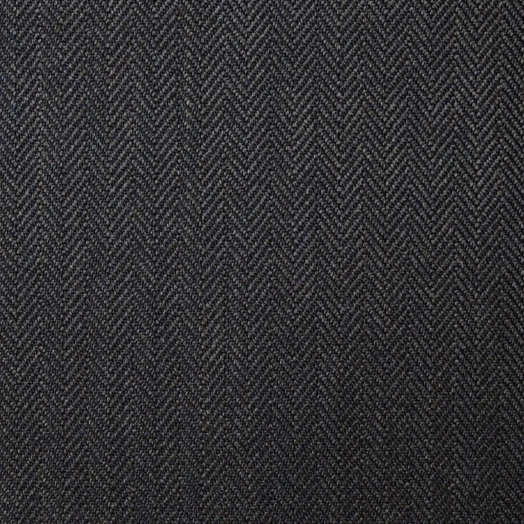 Dark Brown Narrow Herringbone Super 100's All Wool Suiting By Holland & Sherry